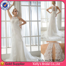 Real Picture Sequins Beaded Satin Fabric Halter Neck Casual Wedding Dresses